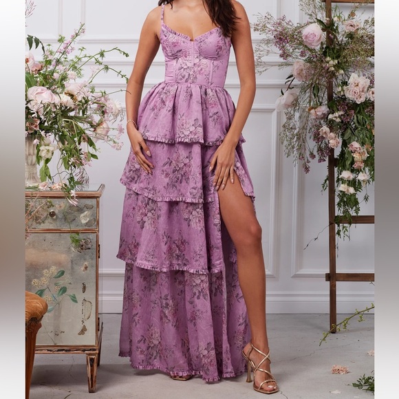 Chapman Caterina Dress in Lilac Tapestry Rose Size NWT